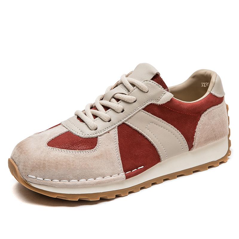 Fashion GKTINOO Lace-up Women's Flat Shoes Genuine Leather Sneakers Mixed Colors 2025 New Handmade Comfortable Retro Platform Sneakers