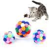Colorful Handmade Bell Elastic Ball Pet Toy Set Durable Plush Ball For Cats