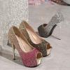 Tacchi Alti Stiletto Peep-Toe Sfumati con Paillettes