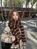 Retro New Year's Christmas red stripe wool blended scarf women's winter thickened warm atmosphere scarf manufacturer wholesale