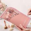 Pink Makeup Brush Case with Zipper,Transparent Pvc Waterproof Travel Makeup Brush Holder ,Portable Makeup Brush Bag, Professional Cosmetic Bag