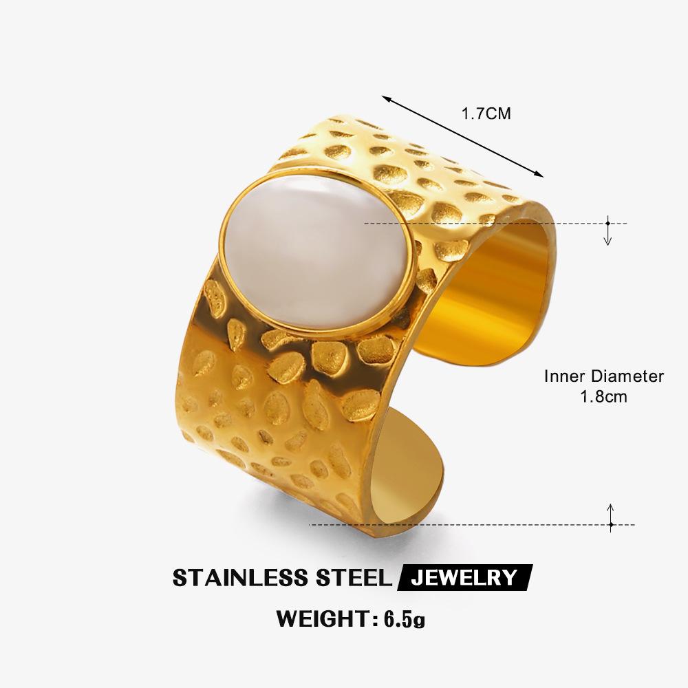 Geometric Ellipse Ring For Women Stainless Steel Hip Hop Zircon Minimalist Adjustable Edgy Stackable Rings resizable