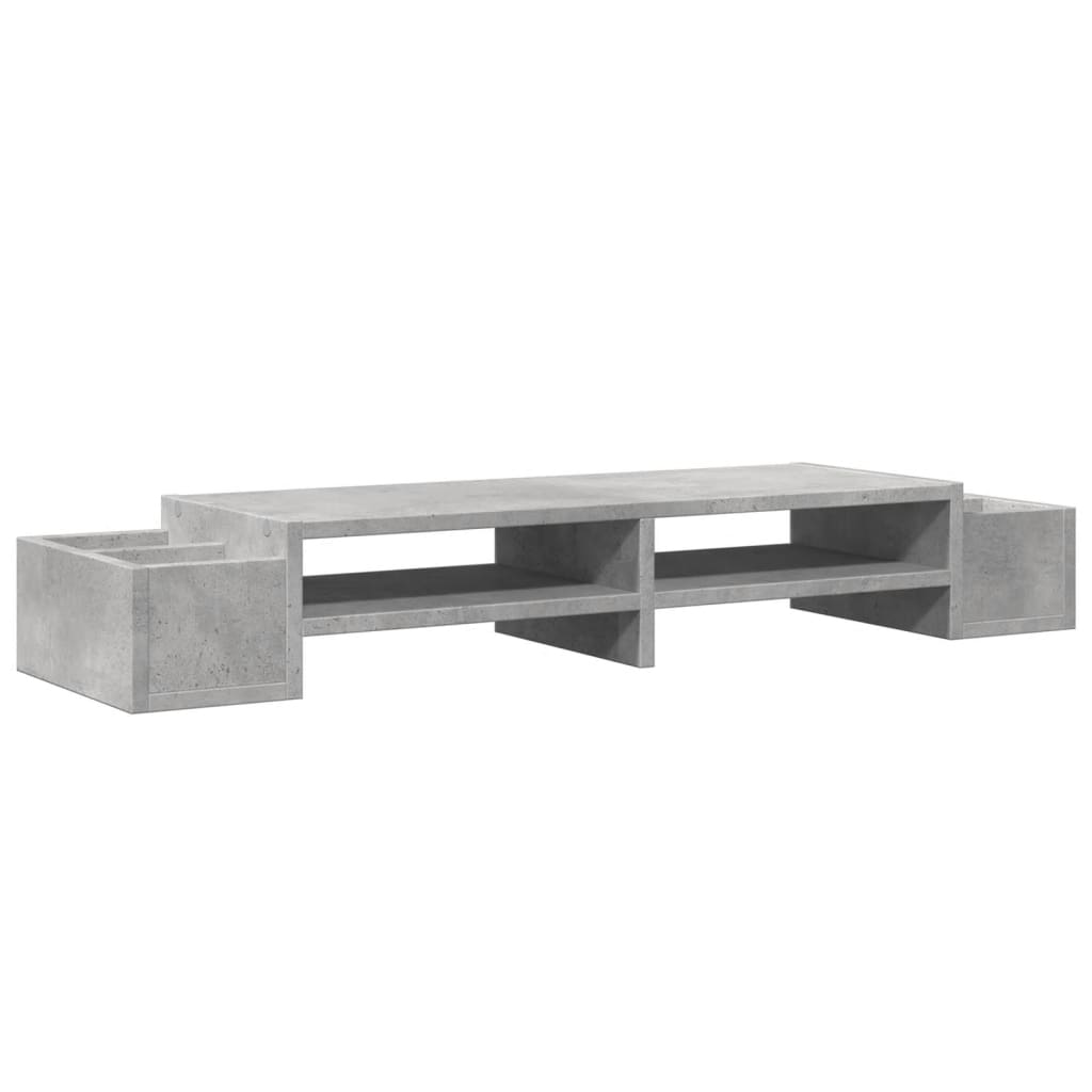 Monitor Stand with Storage Space Concrete Grey 100 X 27 X 15 Cm Particleboard