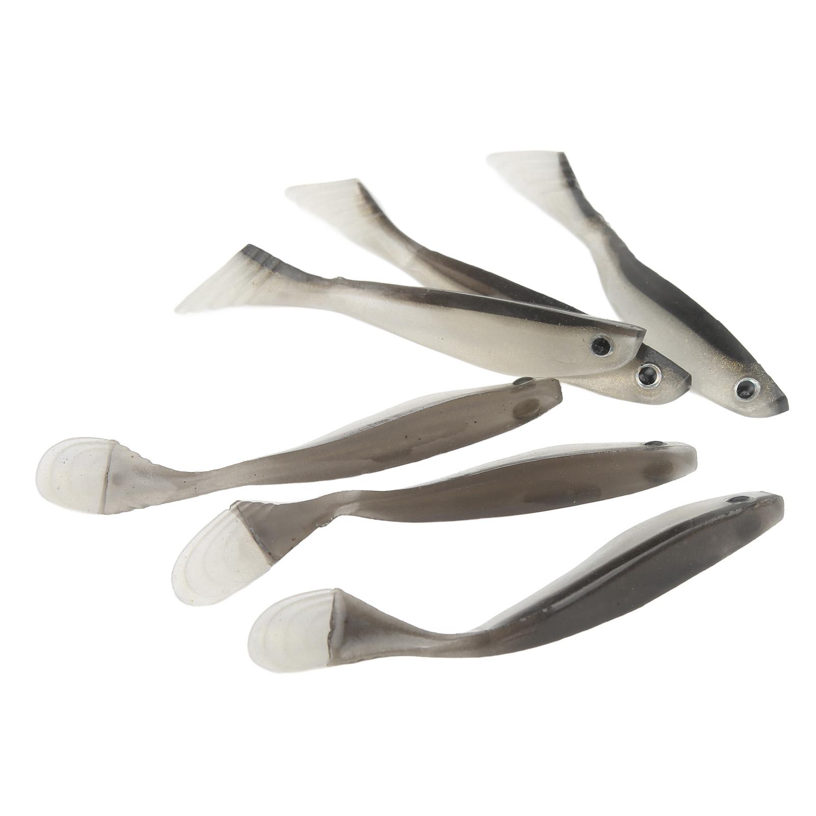 

6pcs 10cm Soft Fishing Bait 2 Color T Tail Artificial Lure Bait with Black Back for Saltwater Freshwater Fishing