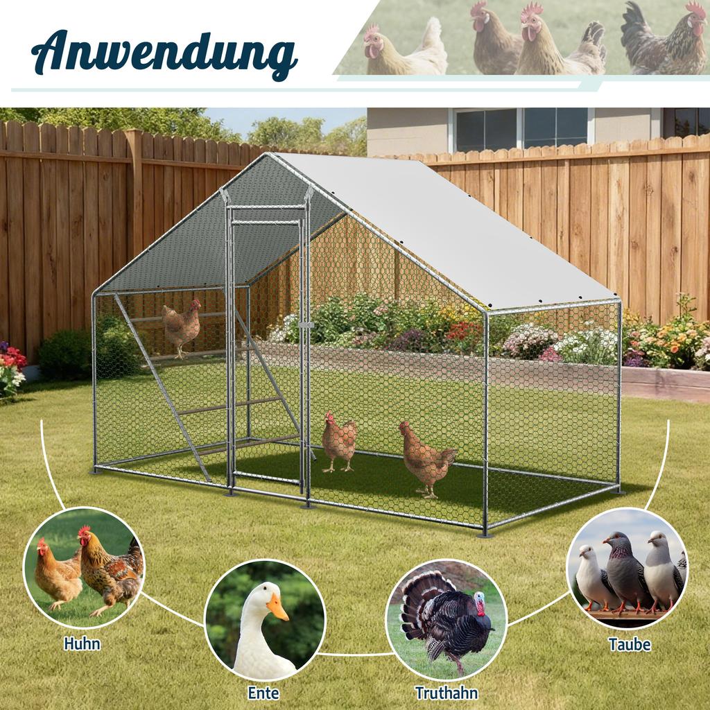 Robust Chicken Coop with Run & Ladder - Secure, Weatherproof & Easy-Clean Habitat for Poultry, Birds & Small Animals