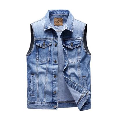 Vestă pentru bărbați, de toamnă, cu pungi, slim fit, albastru, cu un singur piept, de culoare uni