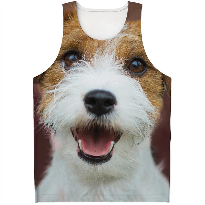 Cute Jack Russell Terrier Pattern Tank Top Men 3D Printed Animal Dog Gym Sleeveless T Shirts Summer Street Quick Dry Tees Tops