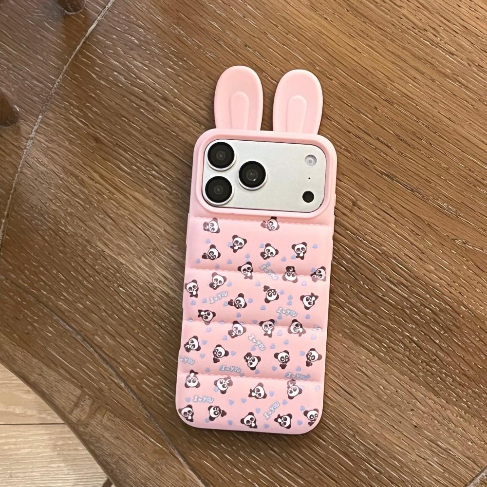 

Cartoon Rabbit Ears Phone Case for iPhone 17 Pro Max – Panda Design, Women s Trendy i16 iPhone 14 Pro