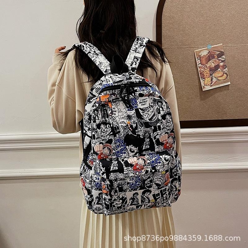 Schoolbag Graffiti School Bag Junior High School Student Backpack Simple Campus Backpack Fashion Trend Personalized Outdoor Travel Bag