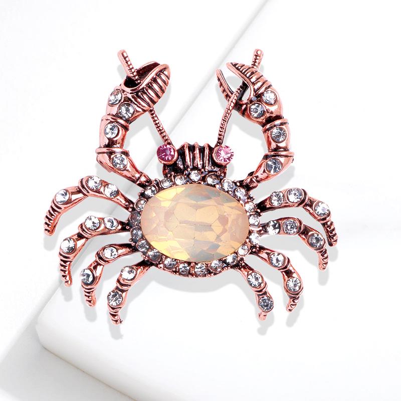Korean Alloy Diamond Crab Brooch: Versatile Pin for Cardigans, Shawls, and Sweaters