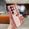 For Samsung Galaxy S26 Ultra Case Wristband Kickstand Electroplated Love Heart TPU Phone Cover Finger Holder