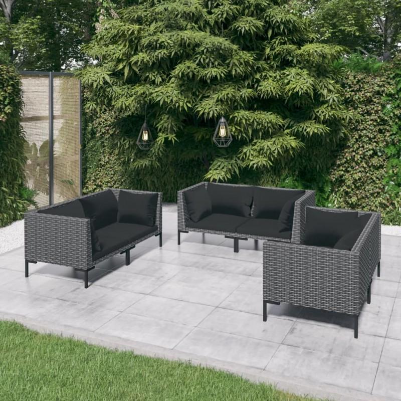 Day and Night - Day and Night Garden Sofas 6 Pieces and Cushions Dark Gray Synthetic Rattan