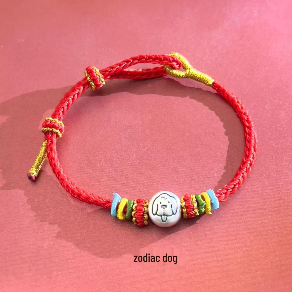 Sterling Silver 12 Zodiac Year of the Horse Wine Red Rope Bracelet for Men & Women - Lucky Charm Couple Bracelet
