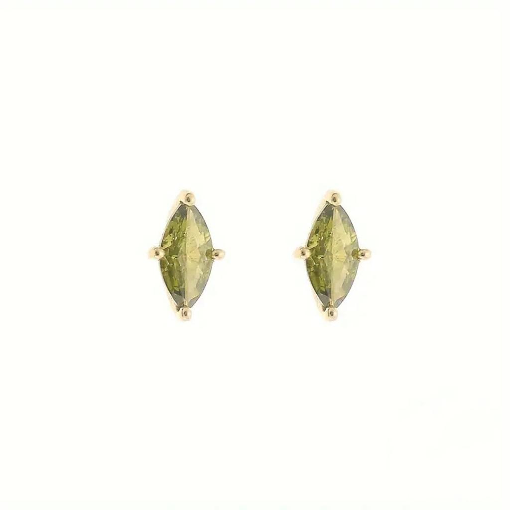 Green Marquise Stud Earrings for Women Minimalist Delicate Fashion Jewelry