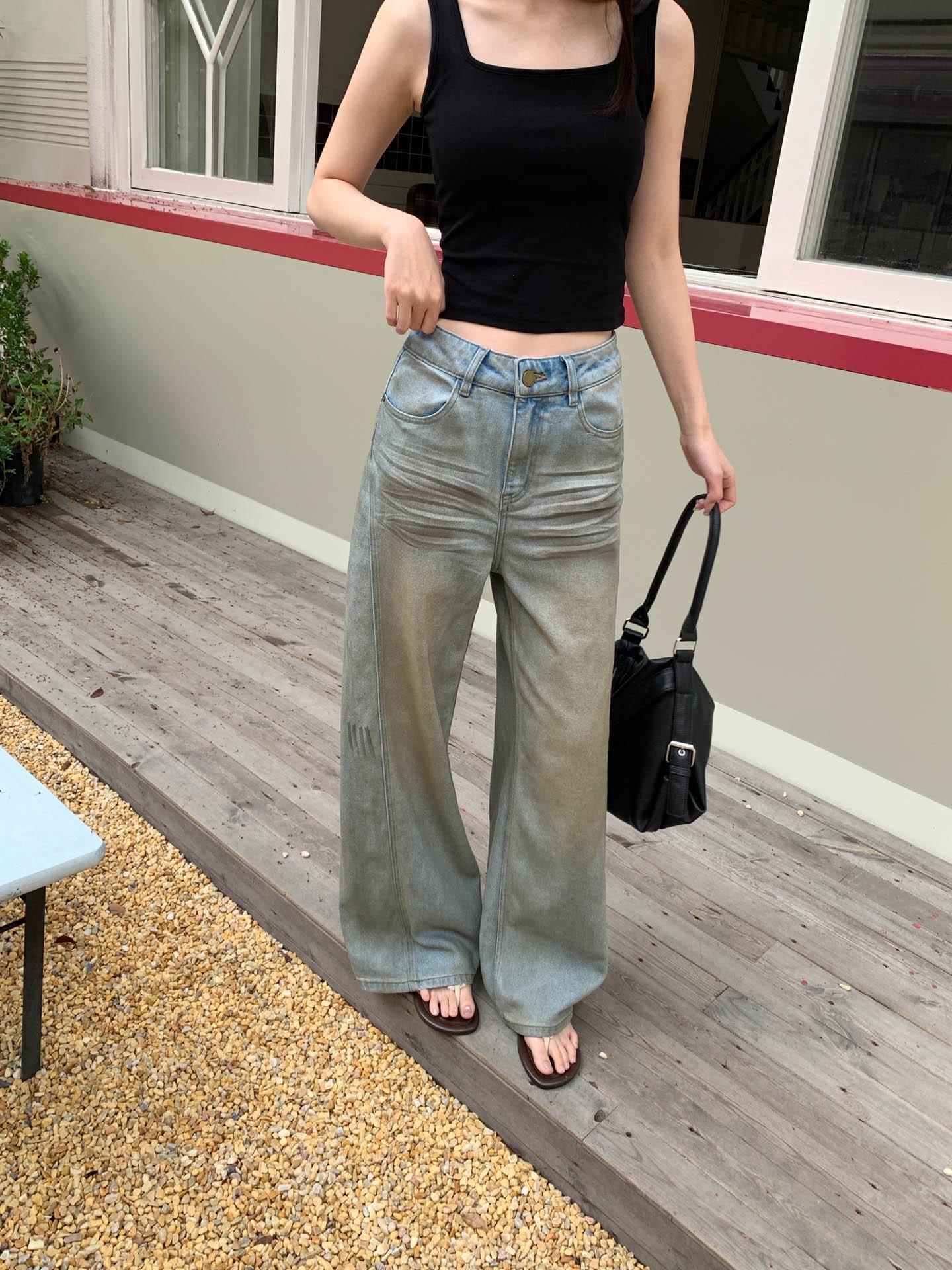 GAGD Women s Stylish Distressed Slim Straight Leg Jeans -  Improved Dirty Jeans  American Retro High Street Style 29 серый