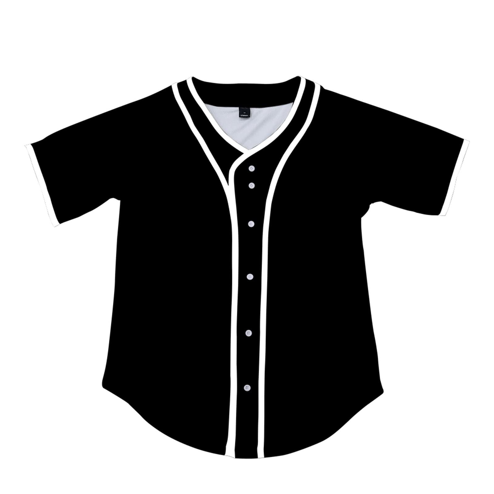 

Baseball Shirt Loose Absorbent and Quick Fully Open Plain Short Sleeve Baseball Uniform s [Ckpoekj] Uniform, Breathable, Drying, (Black)