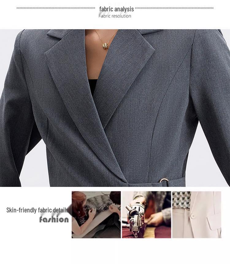 Women's Gray Suit Set: Autumn Professional Receptionist & Salon Workwear