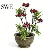 Realistic Berry Branch Decor Artificial Faux Blueberry Spray with Leaves Fake Fruit Centerpiece Stem Vase Filler for Home Office Wedding Party Kitchen