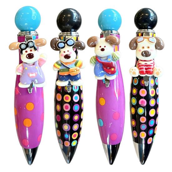 Cartoon Retractable Ballpoint Pen for Students Cute Dog Gel Pen