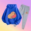 Autumn Winter New Capybara Cartoon Print Outfit Kids Hoodie Set Boys Girls 3-17 Casual Fashion Children's Set Trousers Pant Suit
