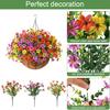Yousheng Artificial Hanging Flowers Basket UV Resistant Outdoor Fake Hanging Plants Colorful Faux Silk Flowers Eucalyptus In Basket for Porch Patio