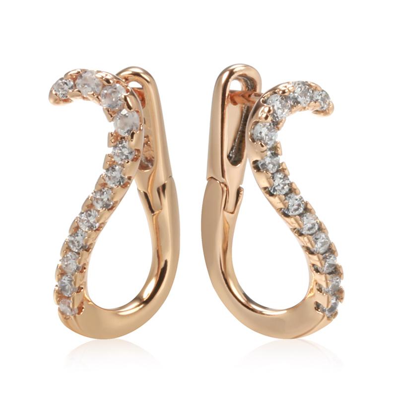 1 Pair Trendy Geometric Line Earrings for Women Golden Color with White Zircon Earring Fine Jewelry