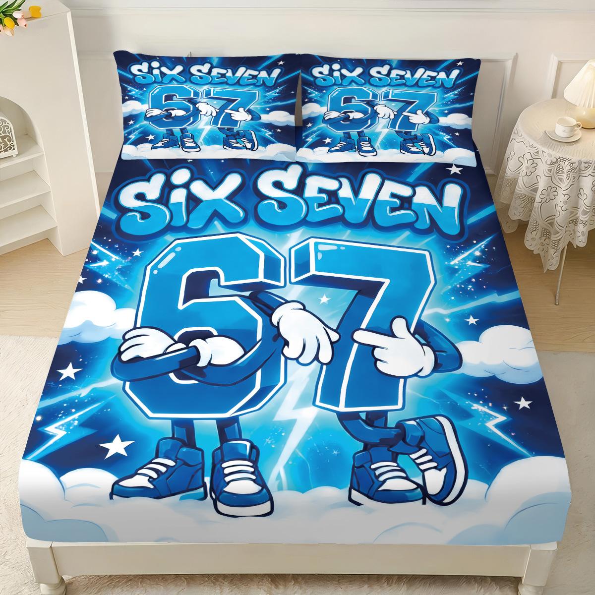 Lustige 67 Graffiti Stil Spannbettlaken 67 Element Spielcontroller Spannbettlaken Strapazierfähiges Bettlaken Dekor Geburtstagsgeschenk 90x190x30cm-2pcs
