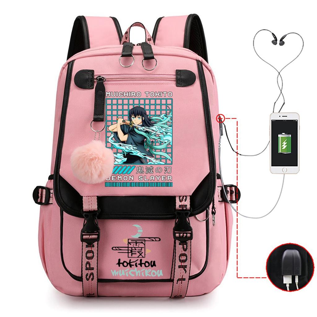 Anime Peripheral Backpack College Wind Junior High School Student High School Student with USB Multifunctional Student School Bag