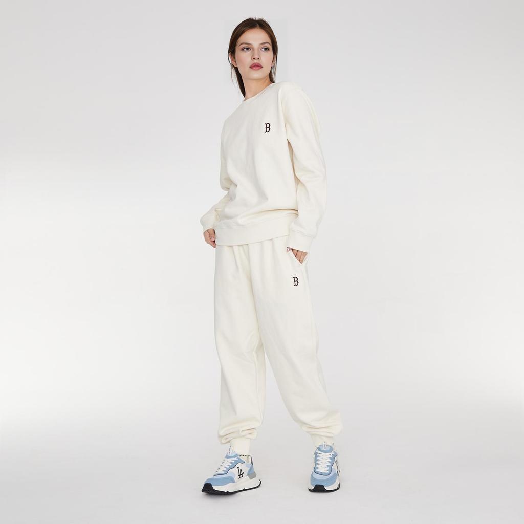 MLB Solid Color Elastic Waist Loose Fit Jogger Knit Sports Pants Unisex Pants Beige 3APTB0134-43CRD