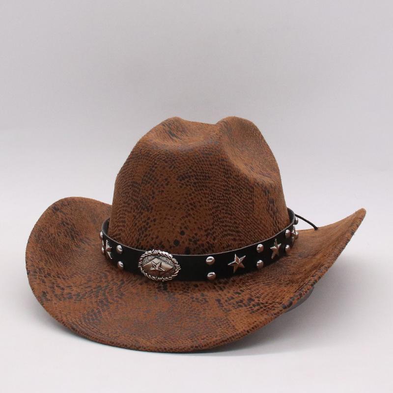 One-Word Cowboy Straw Hat Big-Brimmed Top Hat Women'S Sun Hat Hard Summer Couple Jazz Hat