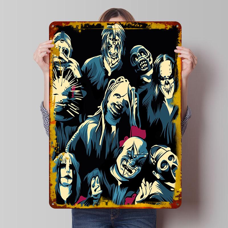 Slipknot Band Blechposter Benutzerdefinierte Wandkunst Vintage Metallschilder Retro Blechplakette für Moderne Wohnkultur Luxuriöse Schreibtischdekoration 20x30cm（7.8x11.8inch）