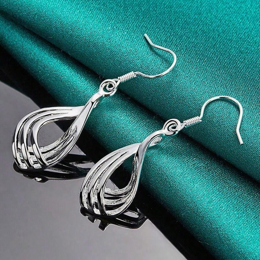 925 Sterling Silver Earrings Fashion Jewelry Elegant Woman Charm Twist Wavy Line Drop Earrings Trendsetter Christmas Gifts