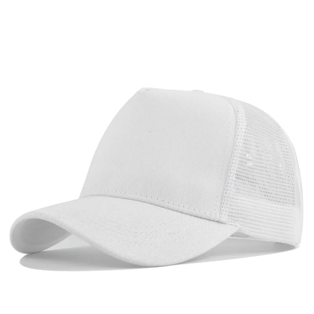 Customized Logo Hard Top 5 Panels Mesh Baseball Cap For Men Women Advertising Cap Breathable Sun Hat Solid Color Visor Gorra