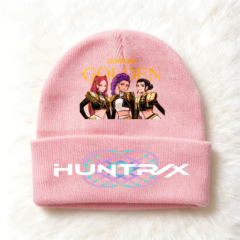 Berretto lavorato a maglia per bambini con stampa Anime Kpop Demon Hunters, Filato di lana, Stagione autunnale, Stagione fredda, Cappello alla moda per bambini, Copricapo, Abbigliamento