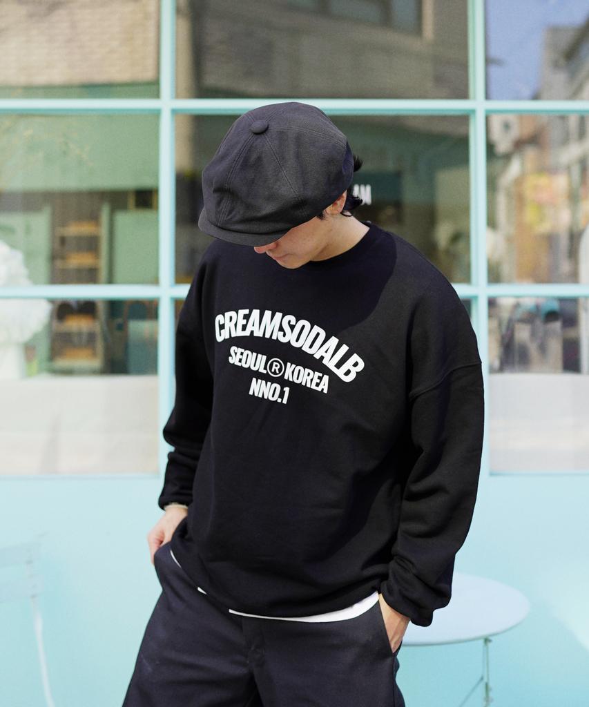 CREAM SODA LAB Lab Cr Nno1 Seoul Korea Acro Logo Sweatshirt Black
