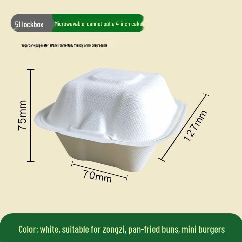 OLOEY 100-Pack Sugarcane Pulp Disposable Food Containers