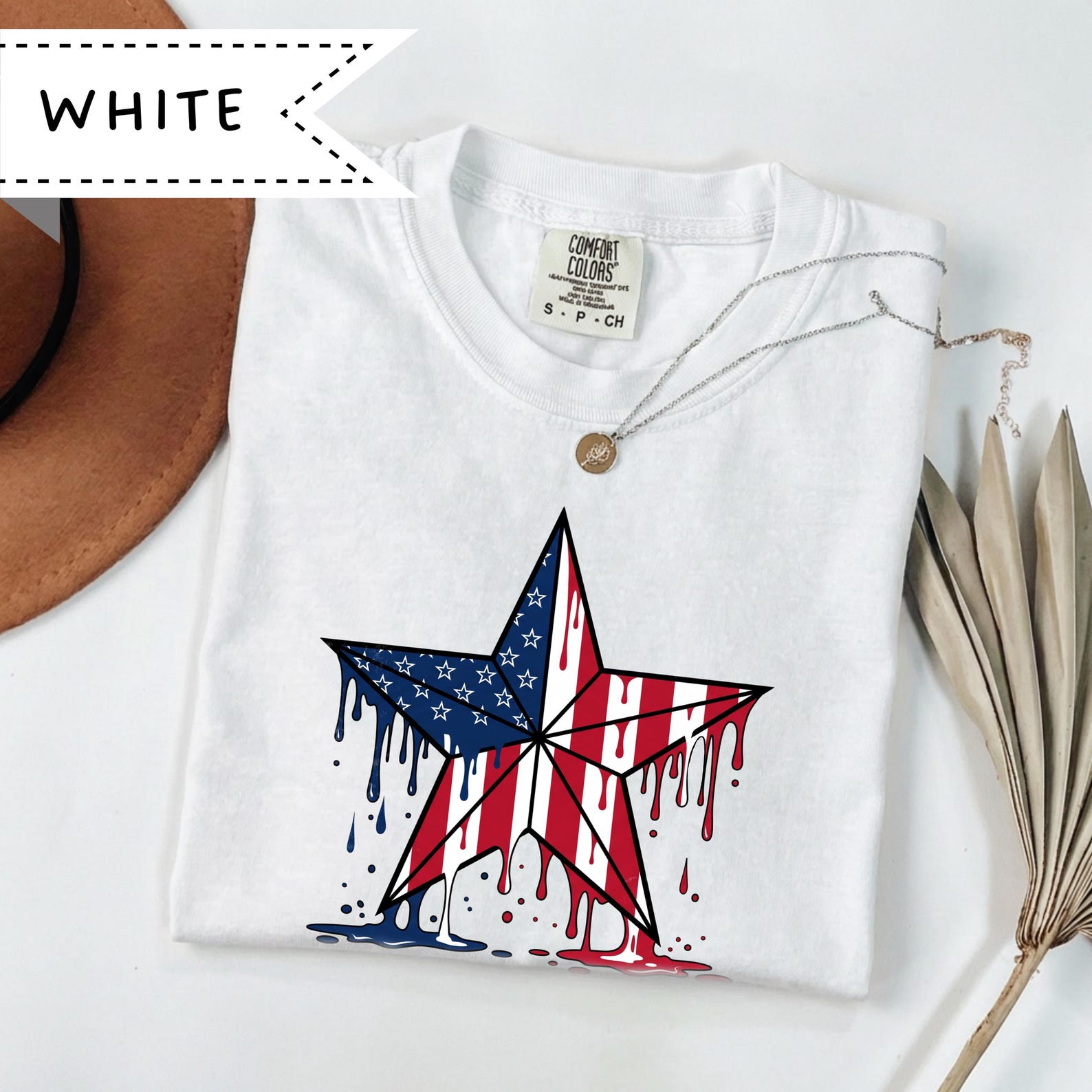 Retro Patriotic Star Graphic Tee, USA Summer Shirt, Comfort Colors® Unisex Patriotic Tee L