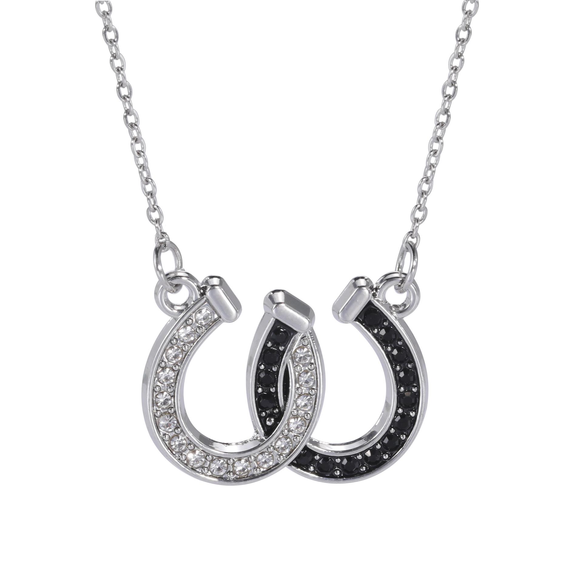 

Dual Tone Horseshoe U Shape Collarbone Necklace Fashion Creative Black White Zircon Pendant белый