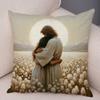 Catoon Jesus Christ Cushion Cover for Sofa Home Double Print Decor Colorful Christ Savior Pillow Case Soft Plush Pillowcase