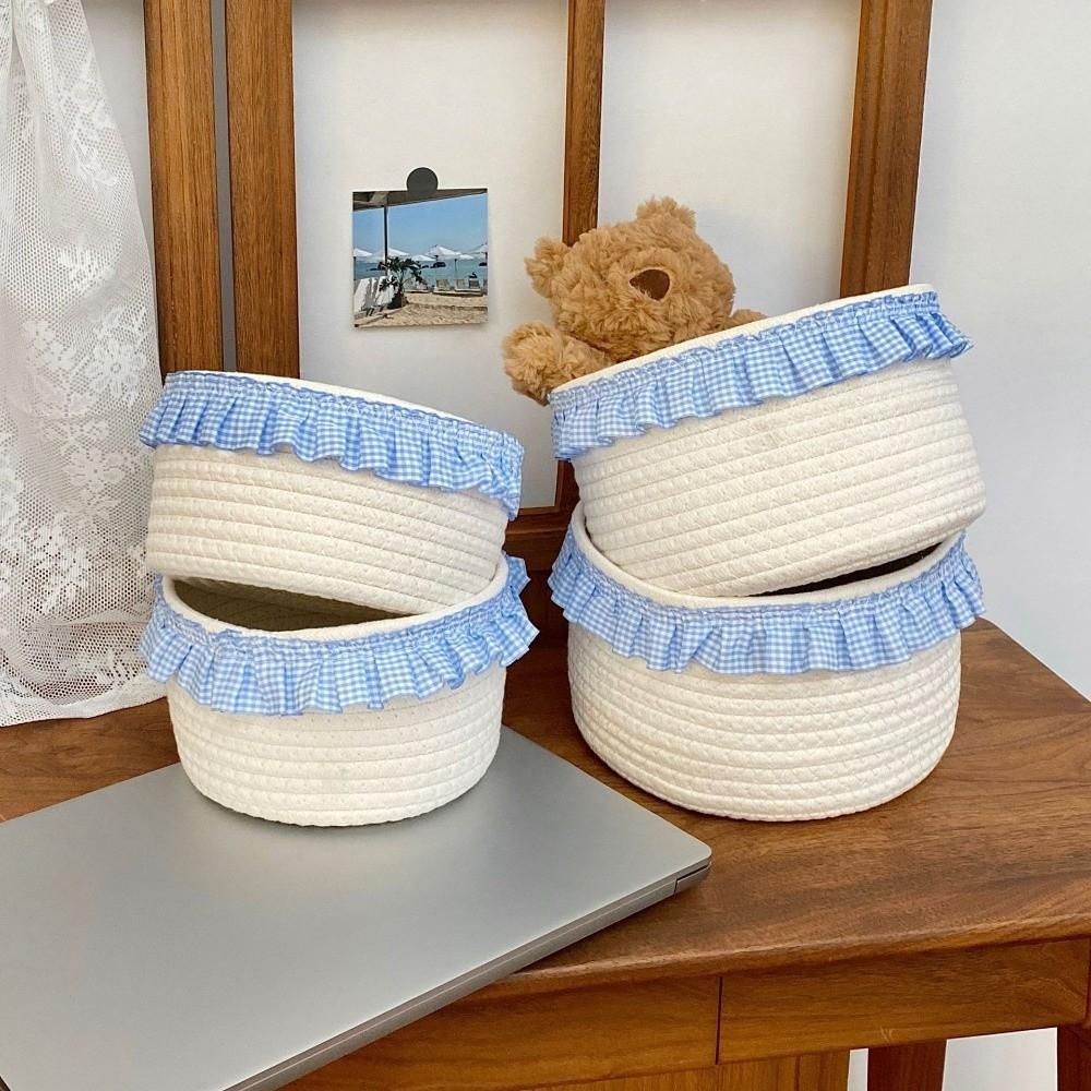 Lace Snacks Basket Cotton Rope Cosmetics Storage Bins Cute Sundries Storage Baskets  Bedroom