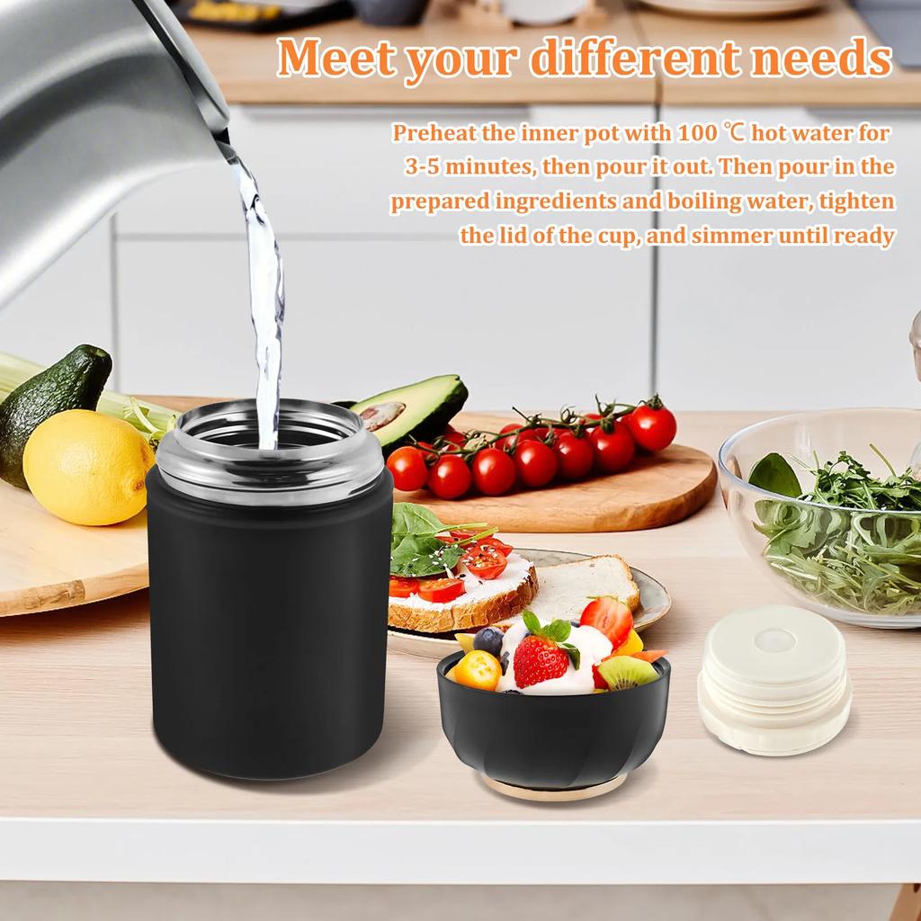 500ml Vacuum Insulat Food Jar Stainless Steel Lunch Box with Spoon Thermal Food Container Vacum Insulat Cup Leak Proof Bento Box