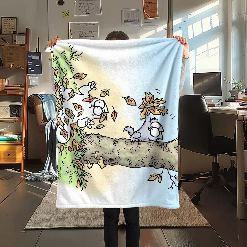 1 Pezzo Coperta in Flanella con Stampa Simon's Cat, Alta qualità Confortevole per Tutte le Stagioni, Decorazione per la Casa, Calore e Comfort, Perfetta per Regali di Natale