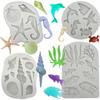 4 Sets Ocean Theme Silicone mold,Seaweed,Fish,Crab,Coral,Conch,Shell Shape Silicone Mold,DIY Hand Tools,Resin Casting Molds