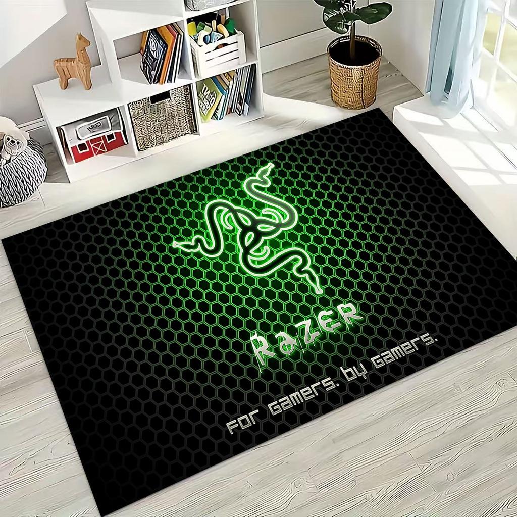 Fashion Razer Logo Moto Art Rug for Bedroom Living Room Sofa Home Doormat Decor, Large Kid Non-slip Floor Mat