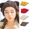 Women's Winter Knit Crochet Braided Cat Ears Beret Beanie Ski Knitted Hat Cap
