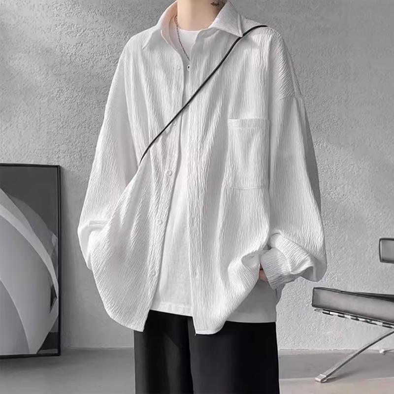 Long Sleeve Loose Large Size Solid Color Shirt