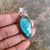 Natural Blue Labradorite Sterling Silver Pendant, Boho Statement Jewelry