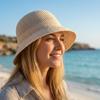Elegant Wide-brimmed Knitted Fisherman Hat for Women - Outdoor Travel Sun Protection Breathable Mesh Bucket Hat