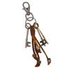 Rockyu Key Holder Mens Cowhide Leather Alloy Vintage Motif Fringe Long Type Brown Stylish Bag Charm Car Birthday Christmas Gift