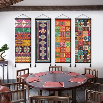 Bohemian Style Tapestry-Velvet Cotton Linen Fabric Wall Art Hanging Decoration for Living Room Bedroom Tapestry Fabric Painting Homestay Decorative